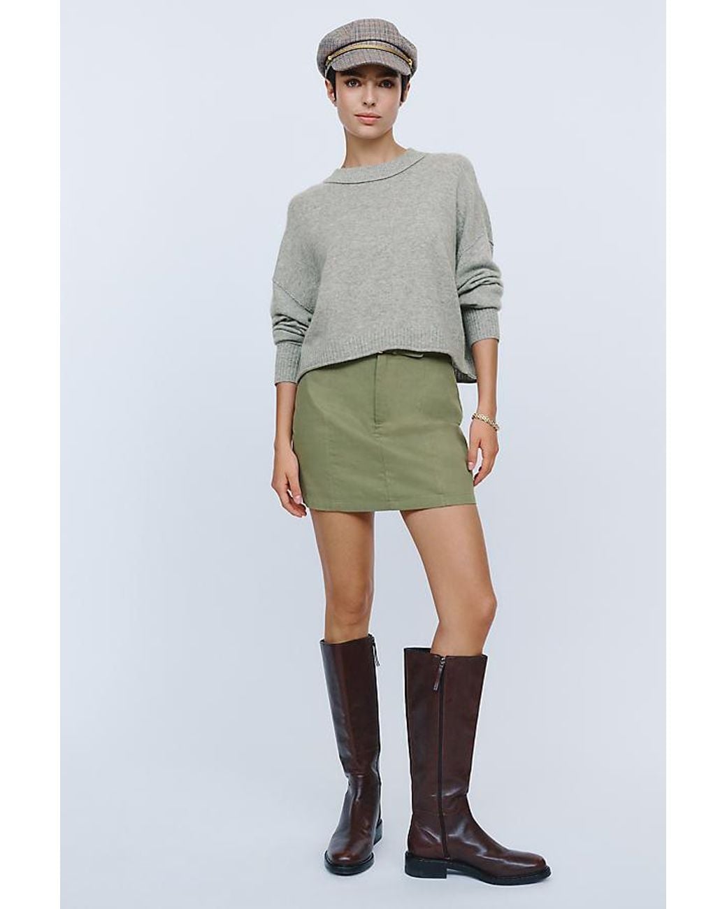 By Anthropologie Green The Goldie Cashmere Long-Sleeve Crew-Neck Jumper