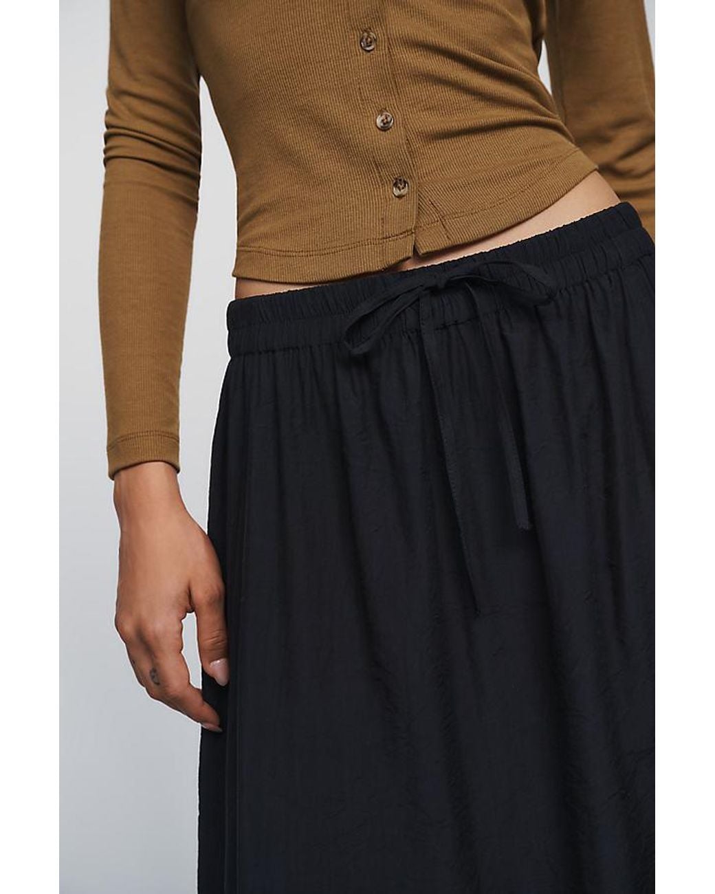 By Anthropologie Black Reverie Midi Skirt