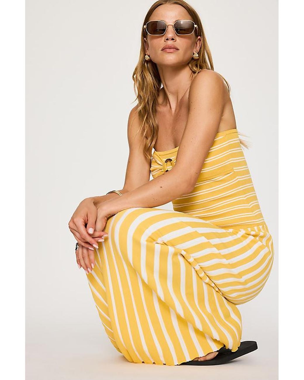 4th & Reckless Metallic Thea Knit Bandeau Maxi Dress