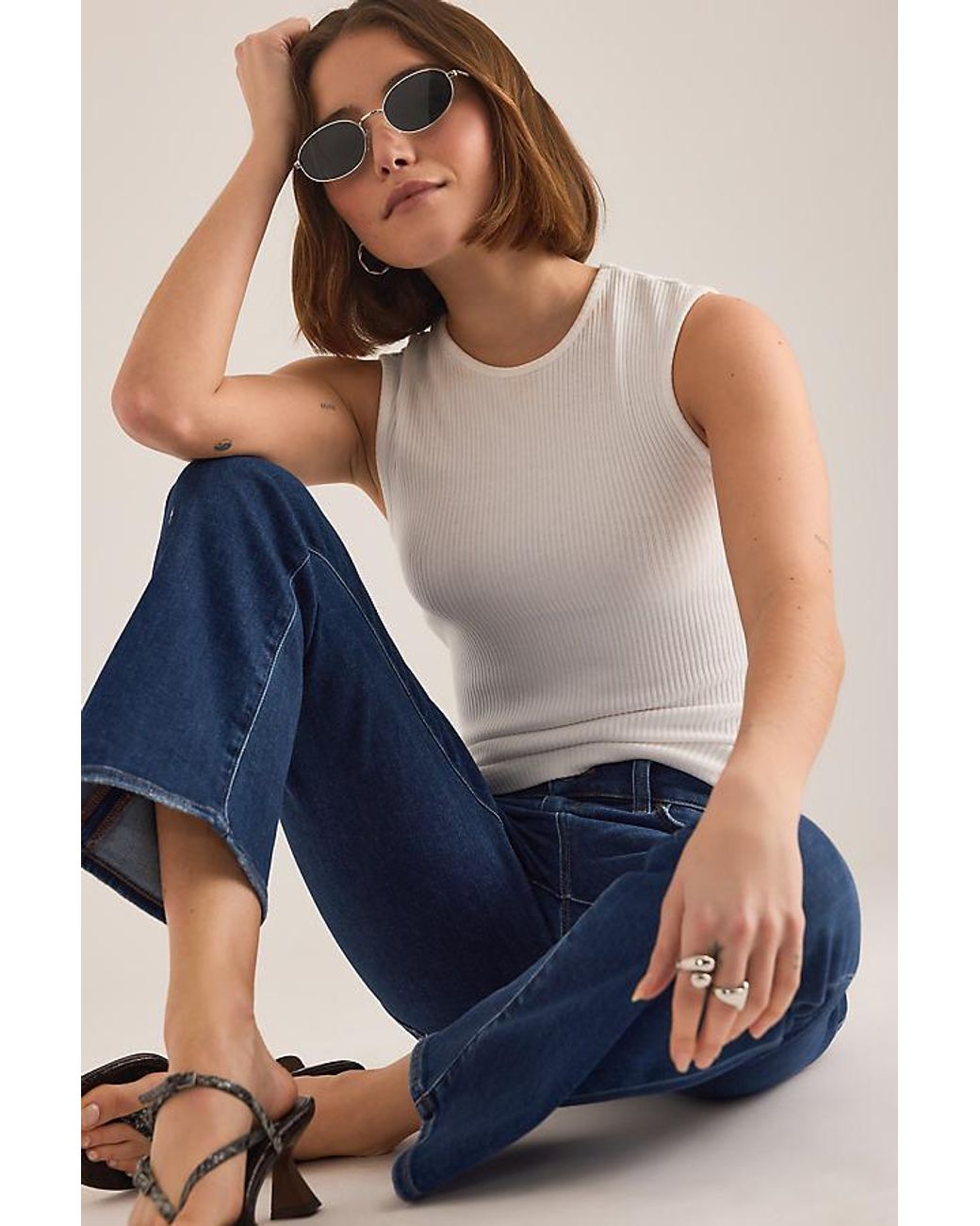 PAIGE Blue Mason Crop Bootcut Jeans