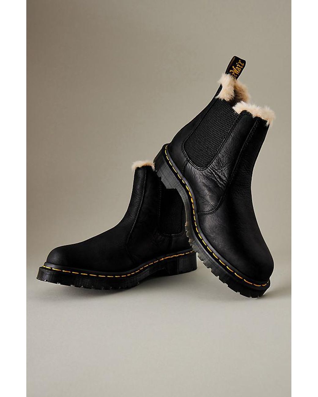 Dr. Martens Black 2976 Leonore Ii Faux-Fur Lined Leather Chelsea Boots