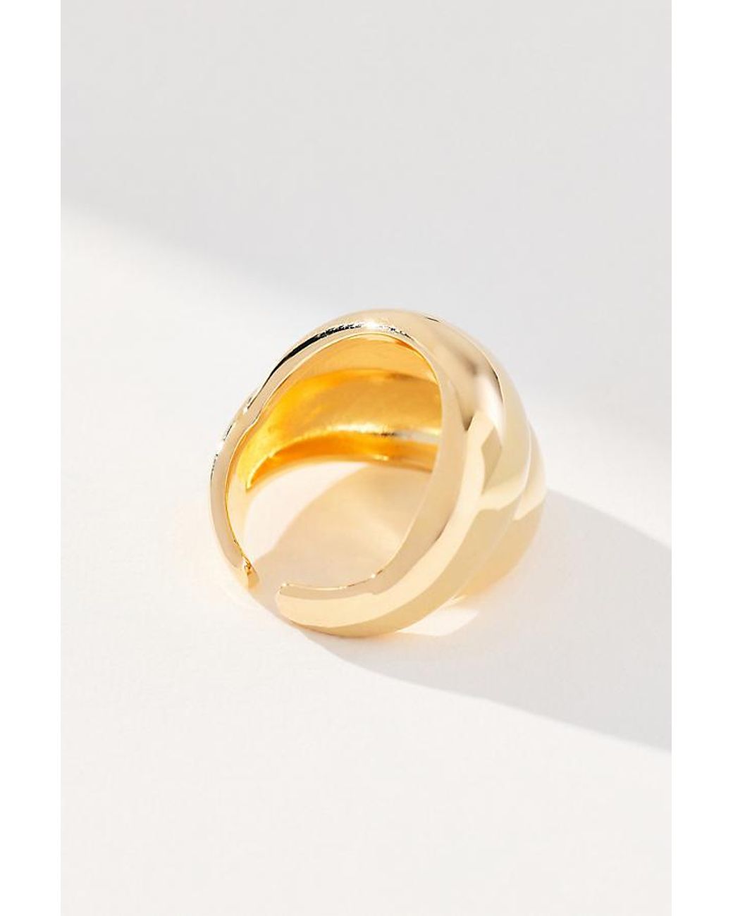 By Anthropologie Natural Faux Stacked Metal Cocktail Ring