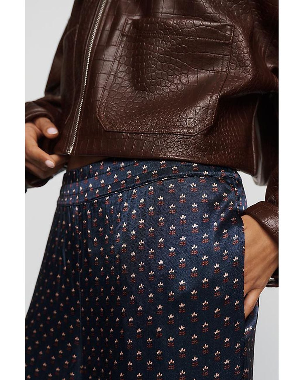 By Anthropologie Blue Silken Fringed Pull-On Trousers