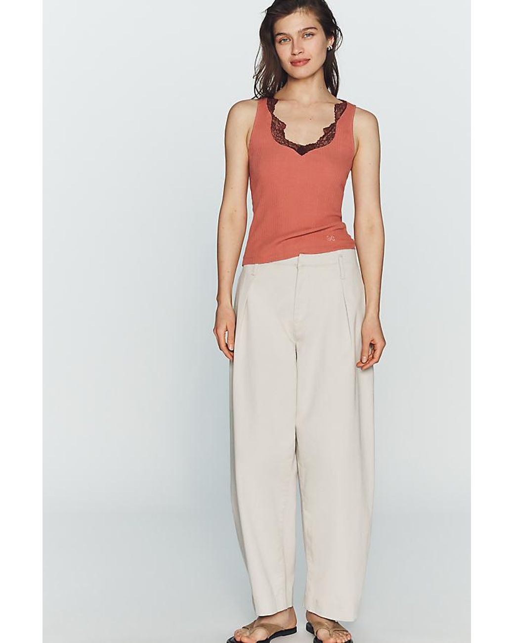 Maeve Red Lace V-Neck Tank Top