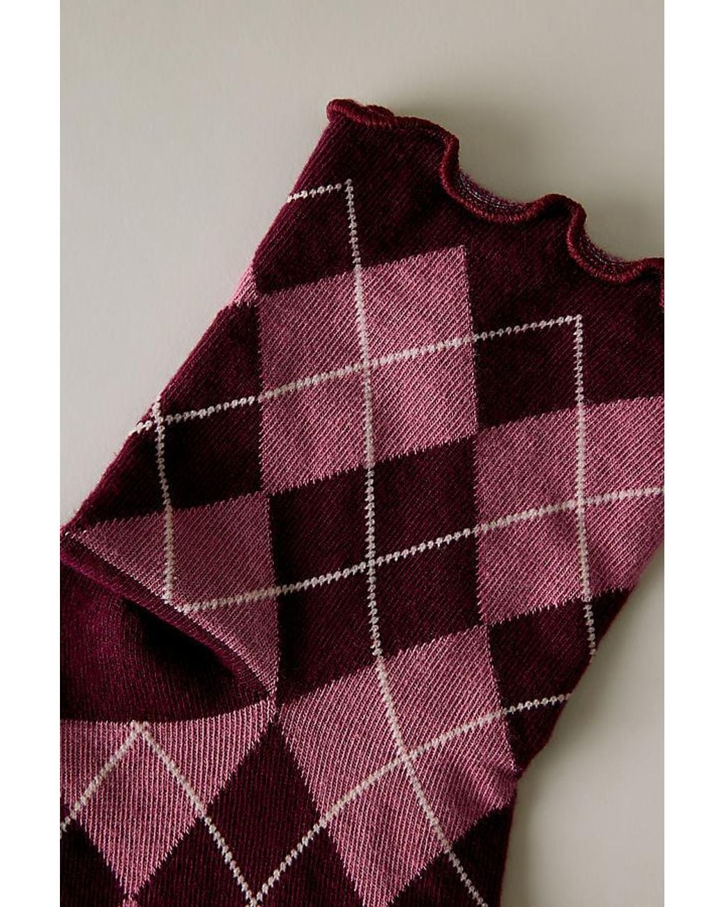 By Anthropologie Pink Argyle Ruffle Socks