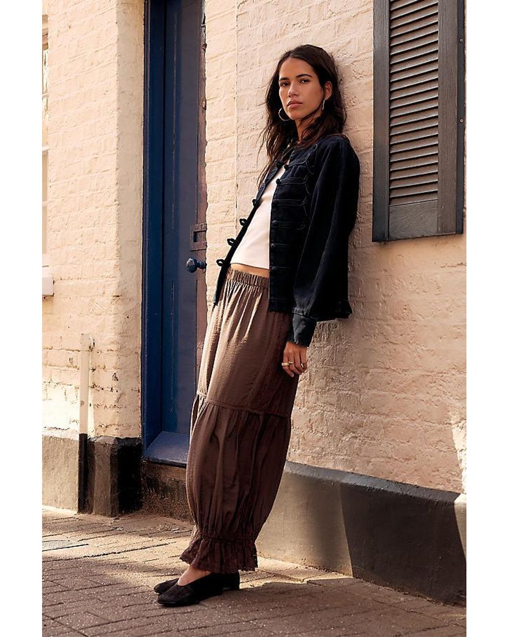 By Anthropologie Blue Denim Military Jacket