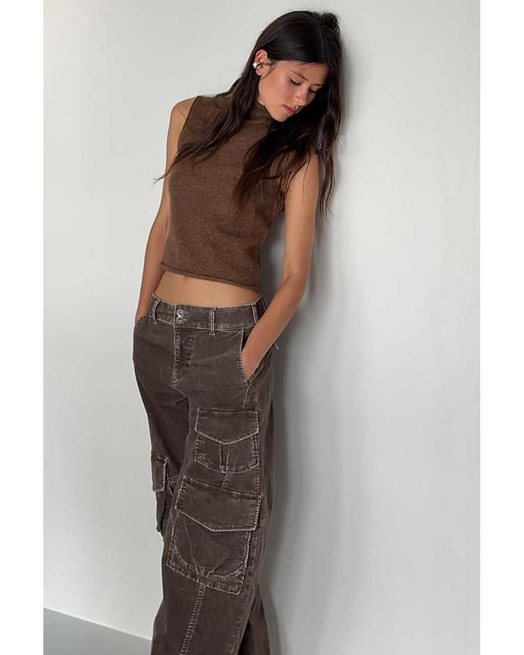 Pilcro Black 100% Cotton Roll-Neck Knit Tank Top