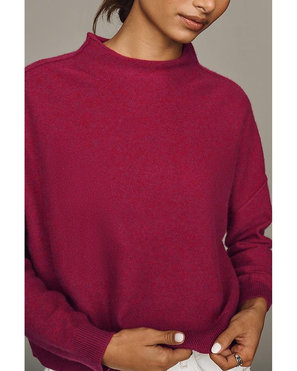 Pilcro Red Alani Cashmere Mock Neck Jumper