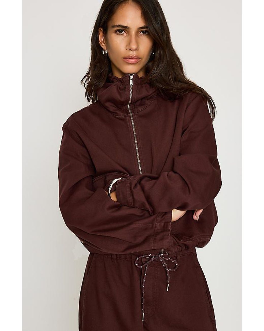 By Anthropologie Brown High-Neck Utility Jacket