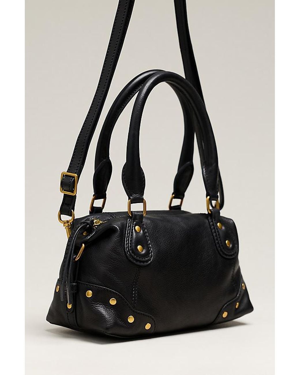 By Anthropologie Black Arina Leather Mini Satchel Bag
