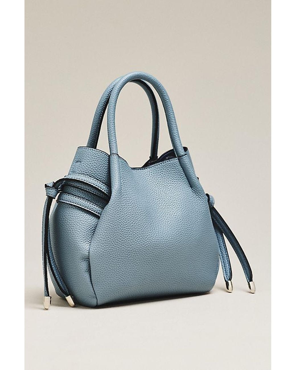 Maeve Blue Faux-Leather Mini Tulip Satchel