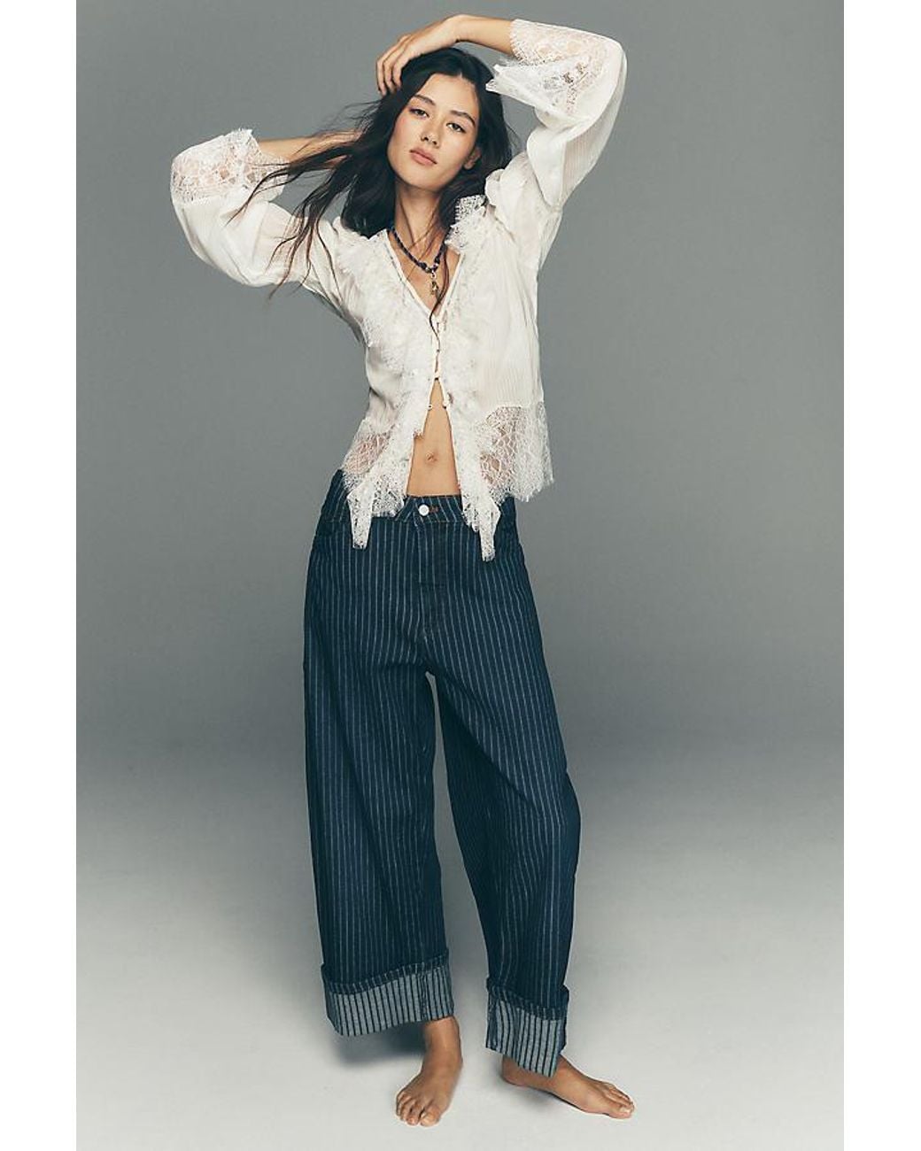 Pilcro Blue The Kayden High-Rise Carpenter Barrel Jeans By