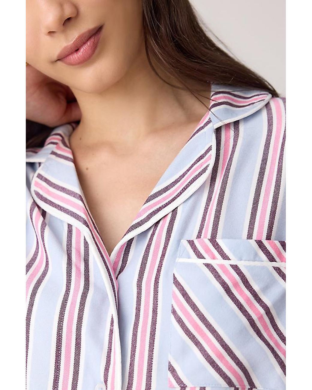 Stripe & Stare Gray Brushed Pyjama Shirt