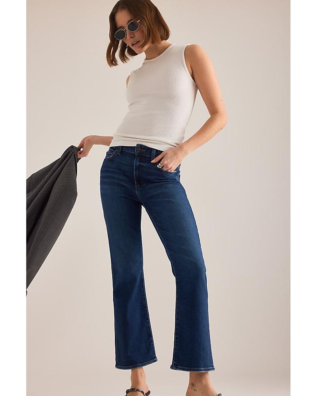 PAIGE Blue Mason Crop Bootcut Jeans