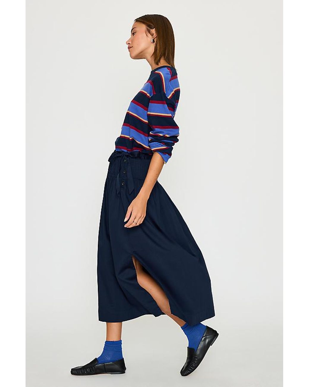 Damson Madder Blue Josie Pleated Midi Skirt
