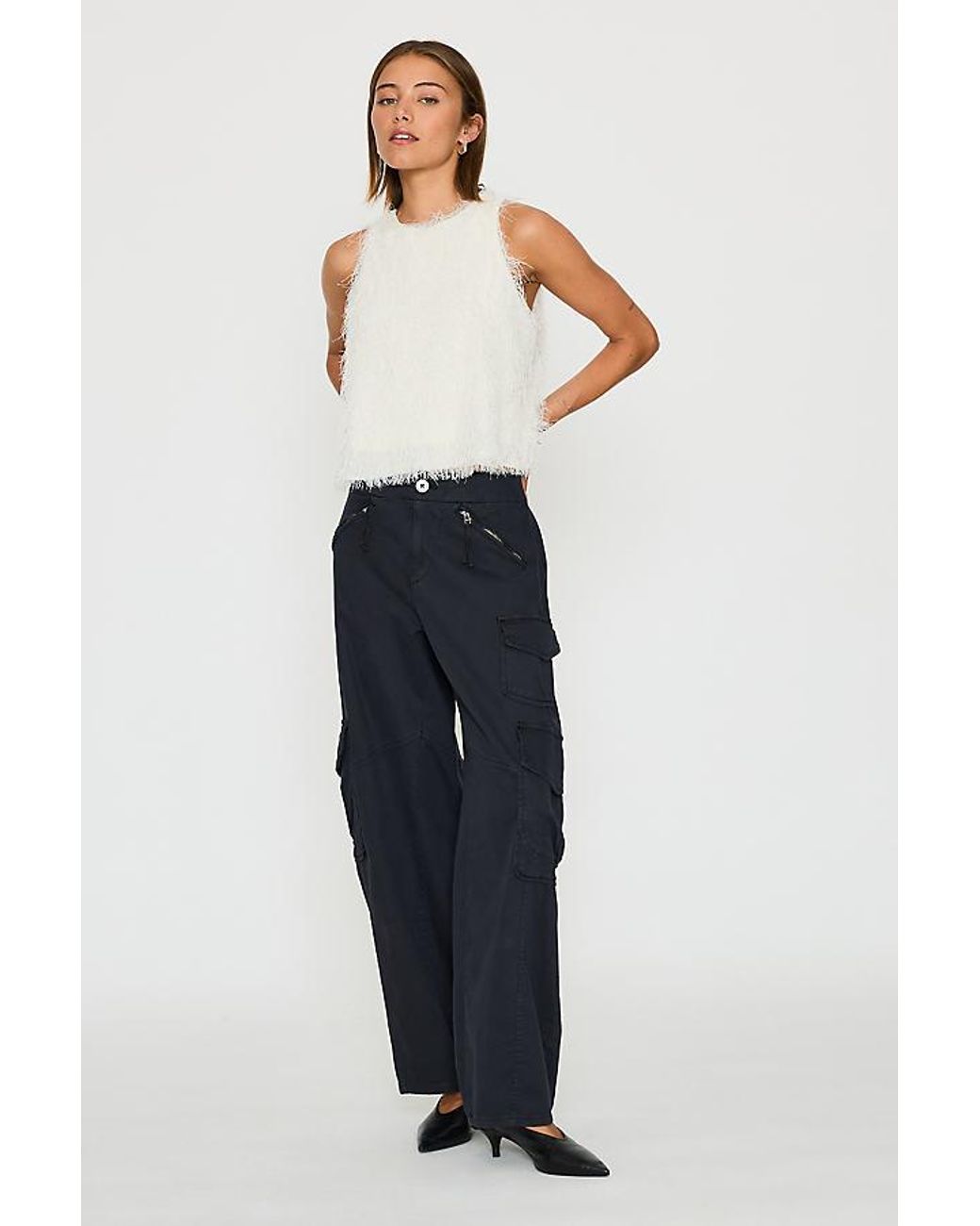 By Anthropologie White Fringed Halter Top