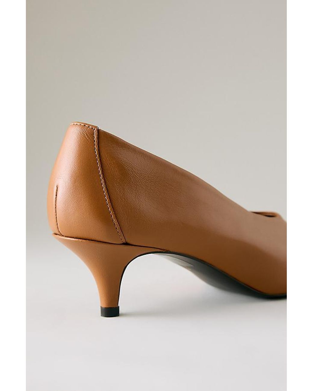 By Anthropologie Brown Pointed-Toe Kitten-Heel Pumps