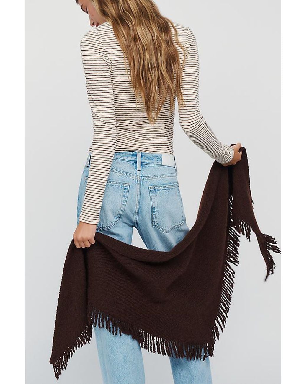 By Anthropologie Brown The Shay Triangle Fringe Scarf Wrap