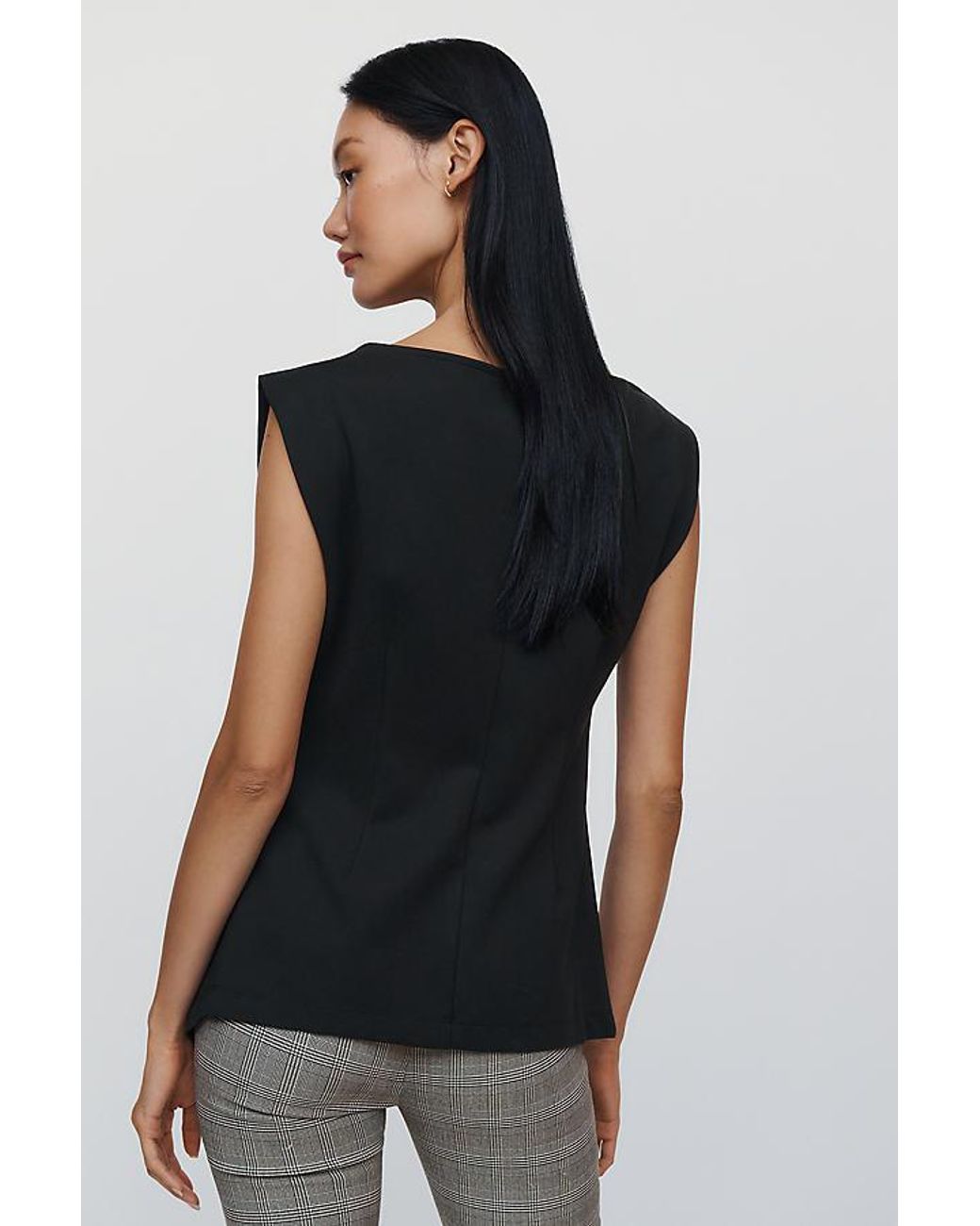 Maeve Black Asymmetrical Buttondown Top