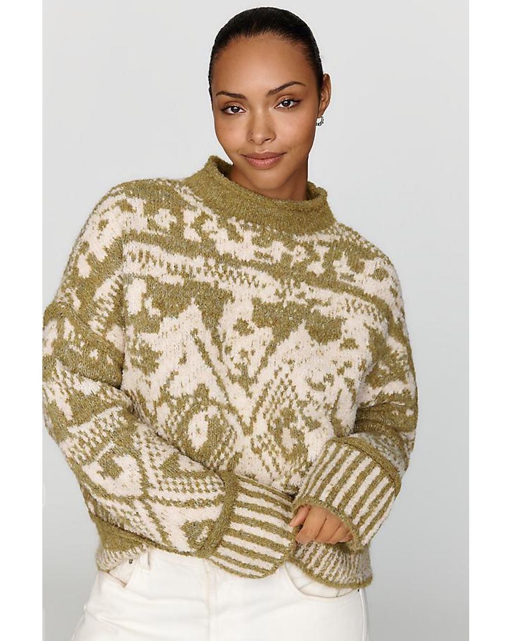 Pilcro Natural Relaxed Roll-Neck Jumper