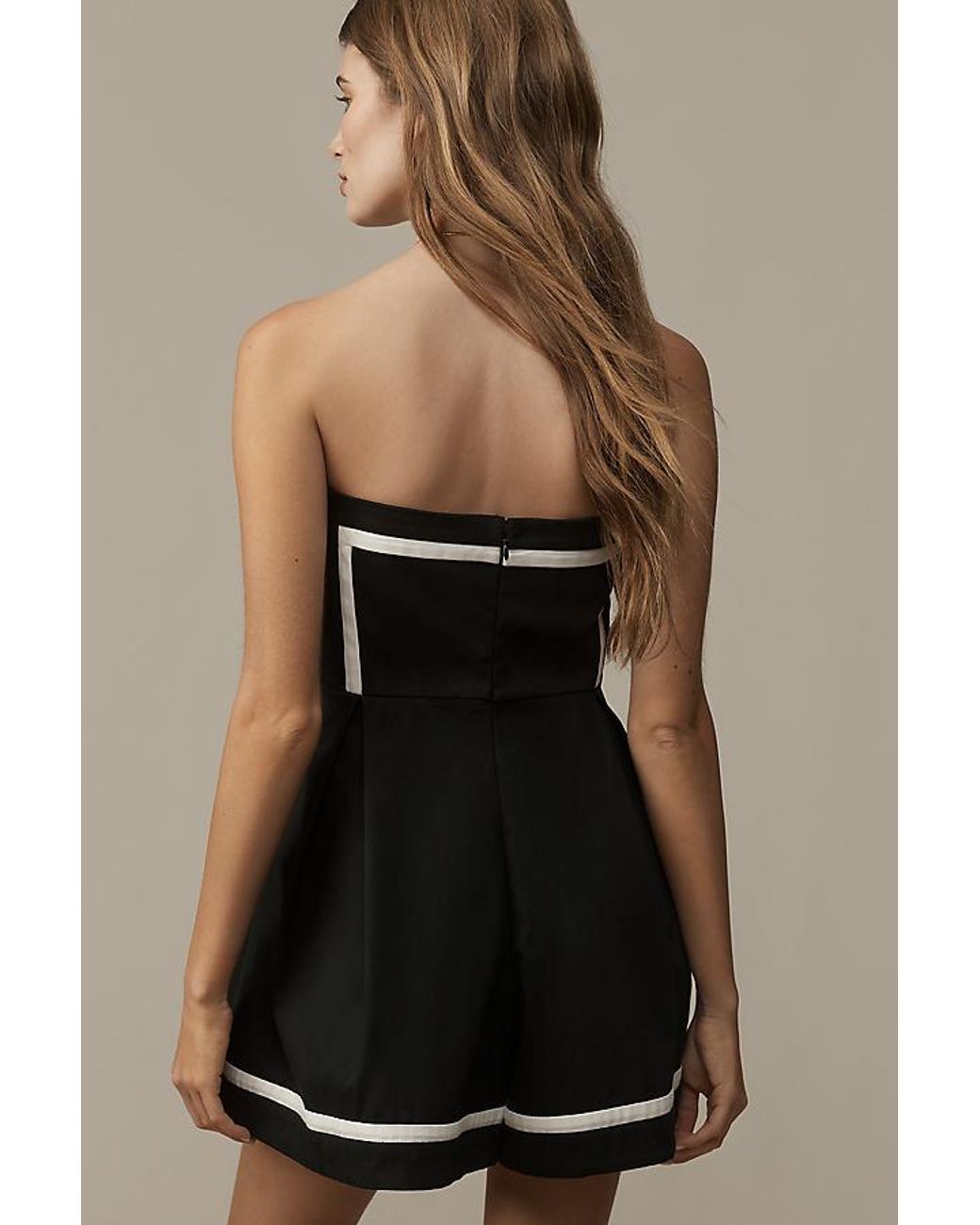 Maeve Black Strapless Cotton Playsuit