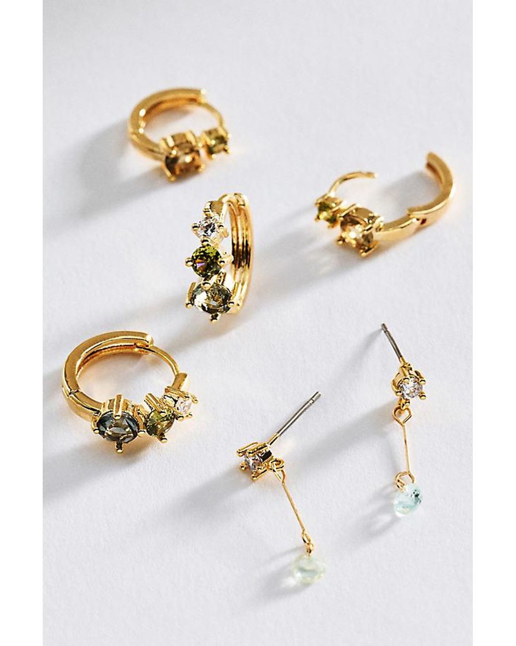 By Anthropologie Metallic Stacking Earrings, Set Of 3