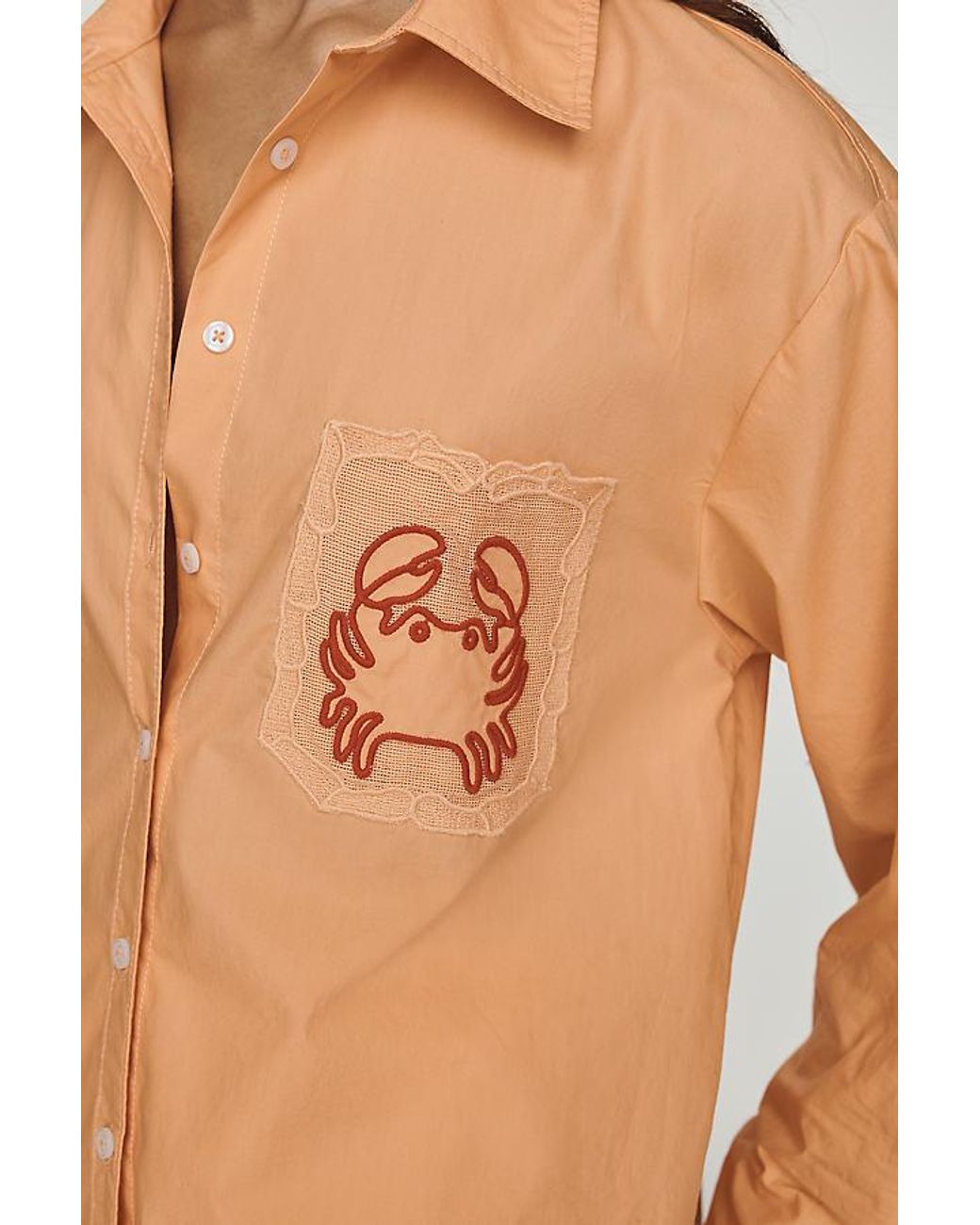 Maeve Orange Novelty Shrunken Bennet Buttondown Shirt By