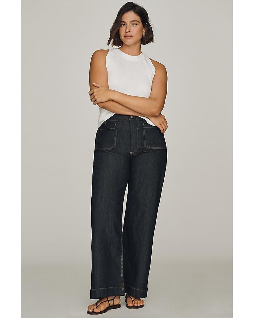 Maeve Blue The Colette Full-Length Wide-Leg Jeans By