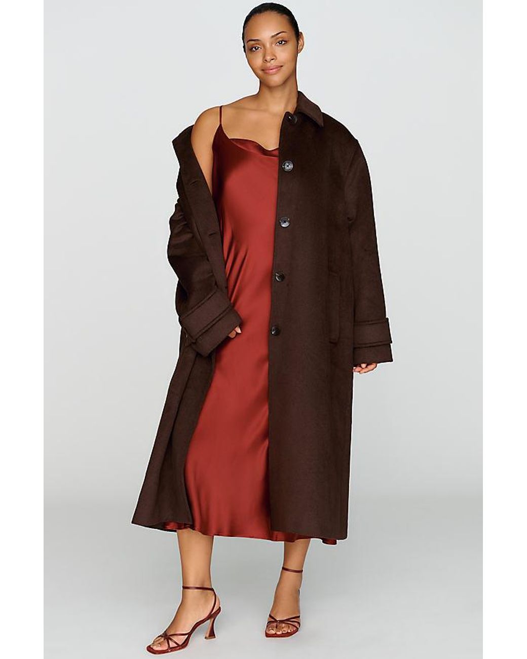 Maeve Blue Wool-Blend Balmacaan Coat