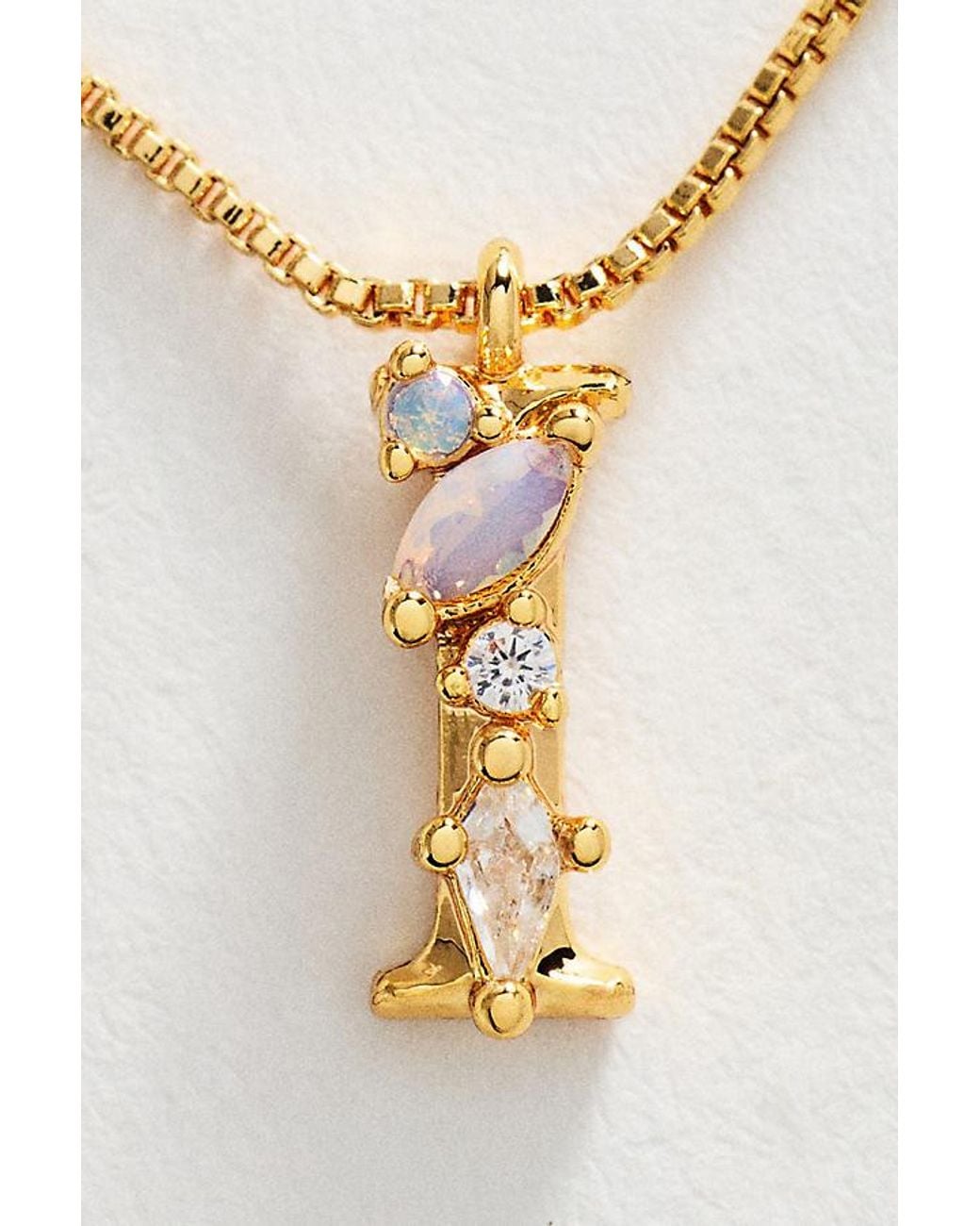 By Anthropologie Metallic Crystal Initial Necklace