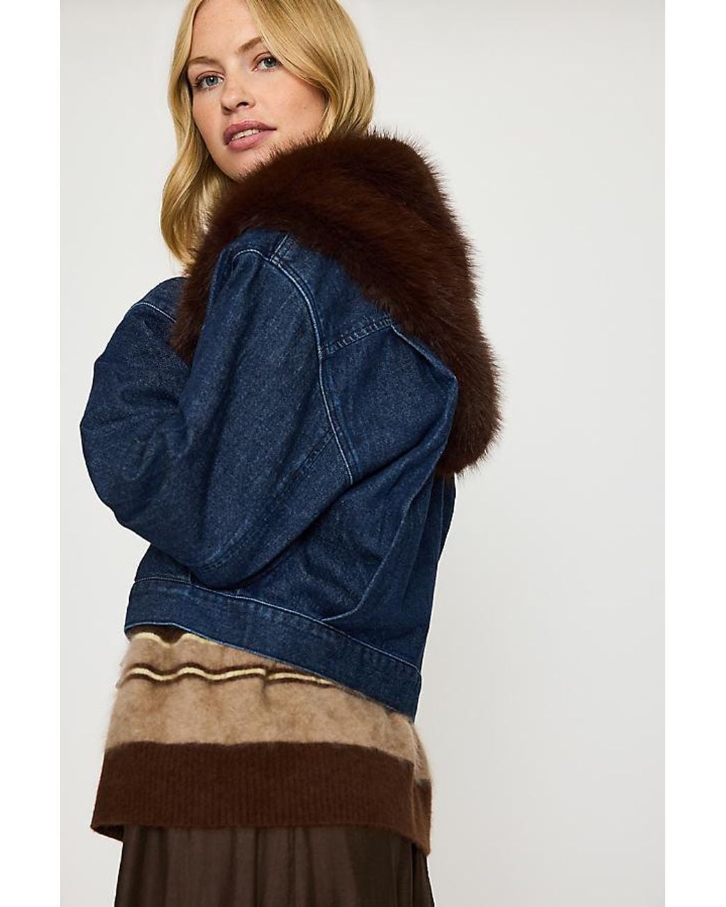 By Anthropologie Blue Faux-Fur Collar