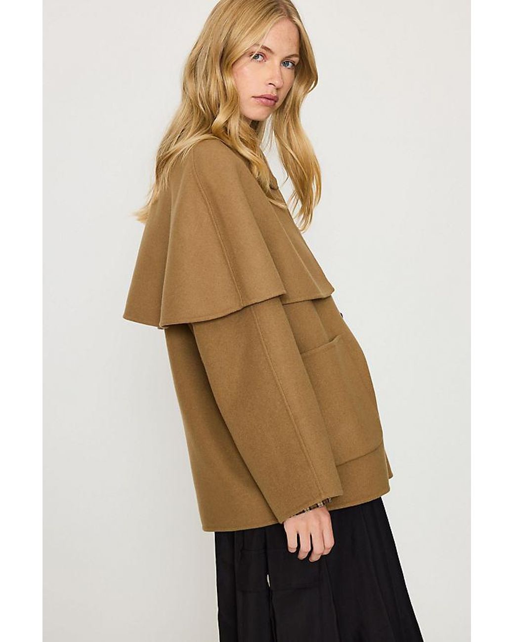 Barbour Brown Aggy Wool-Blend Cape Coat