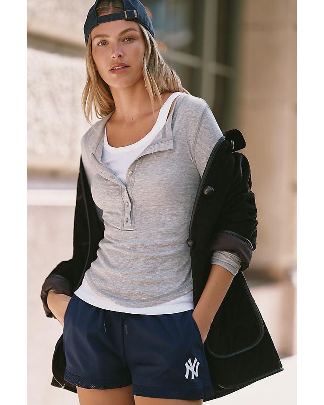 Daily Practice Gray Cloud Ridge Long-Sleeve Henley Top