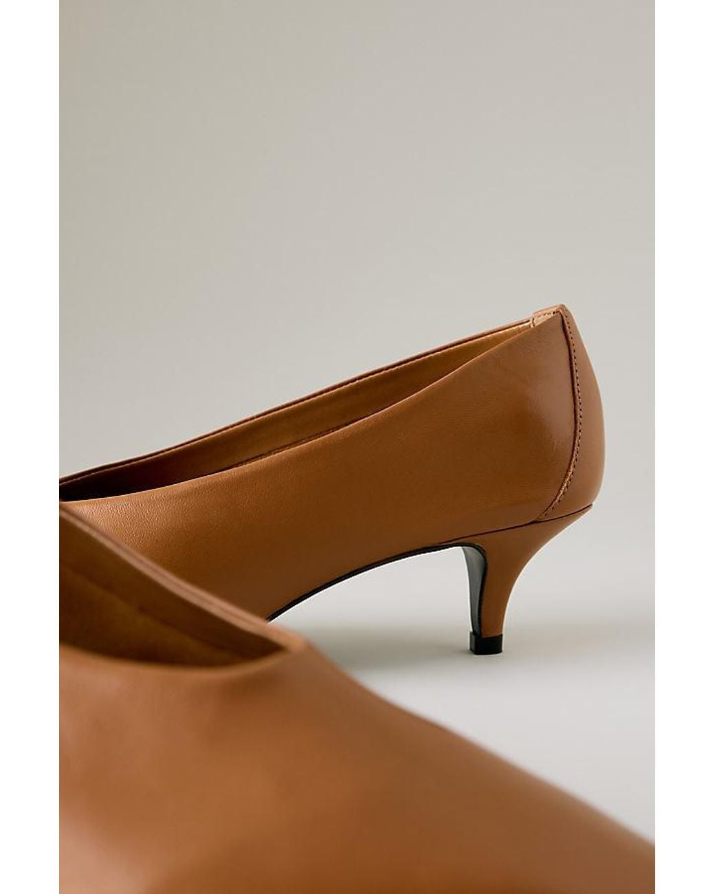 By Anthropologie Brown Pointed-Toe Kitten-Heel Pumps