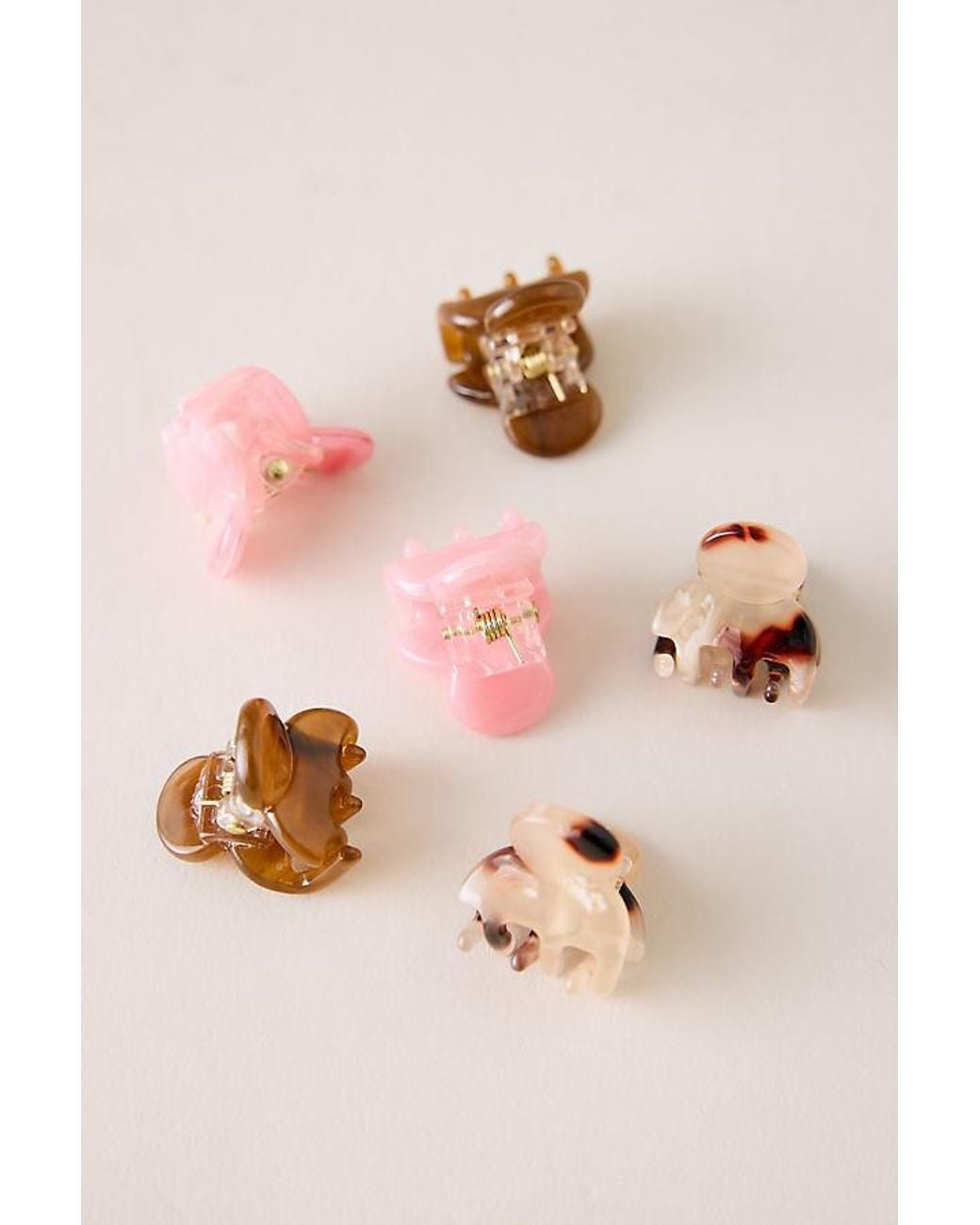 By Anthropologie Pink Mini Hair Claw Clips, Set Of 6