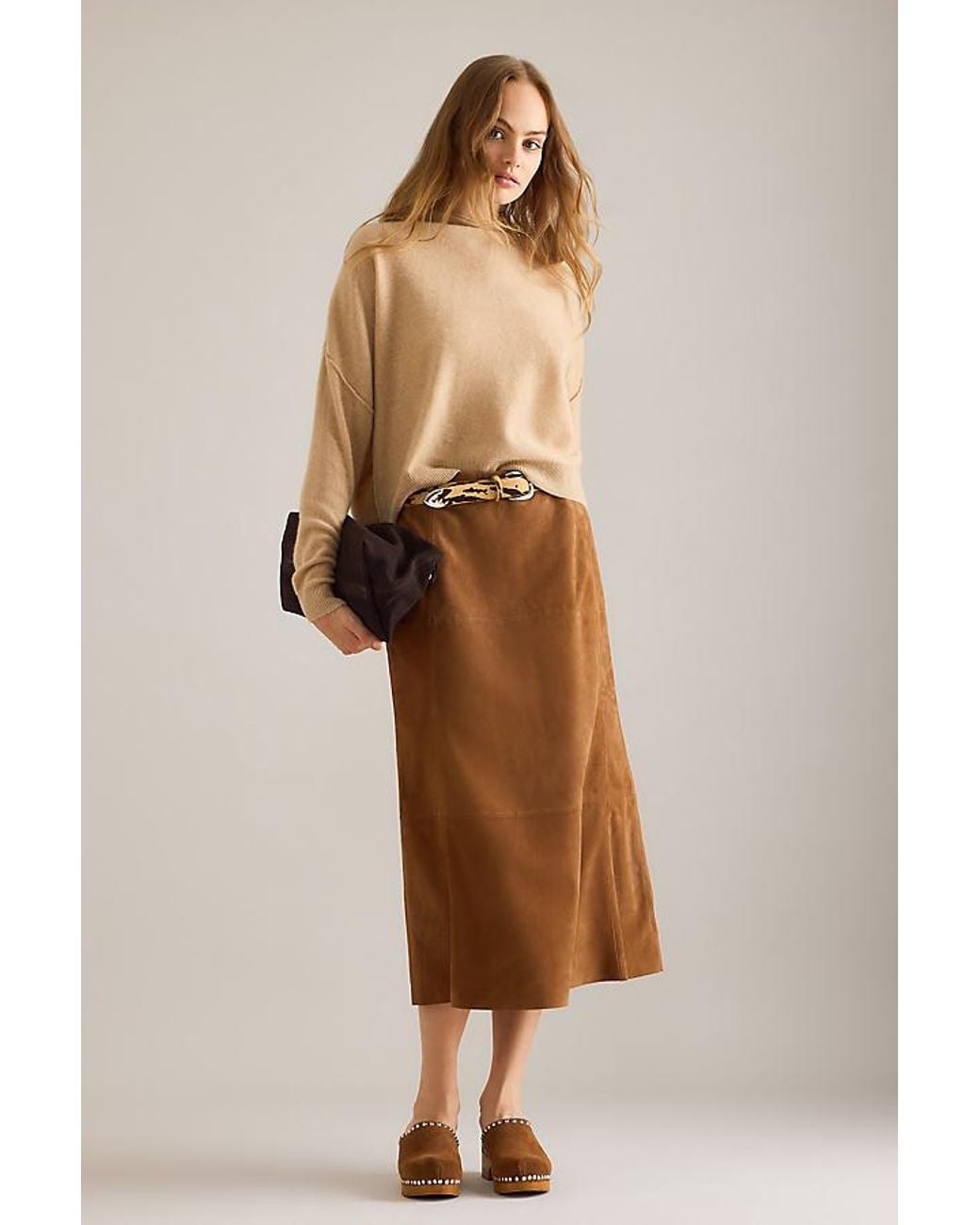 Pilcro Brown Alani Cashmere Mock Neck Jumper