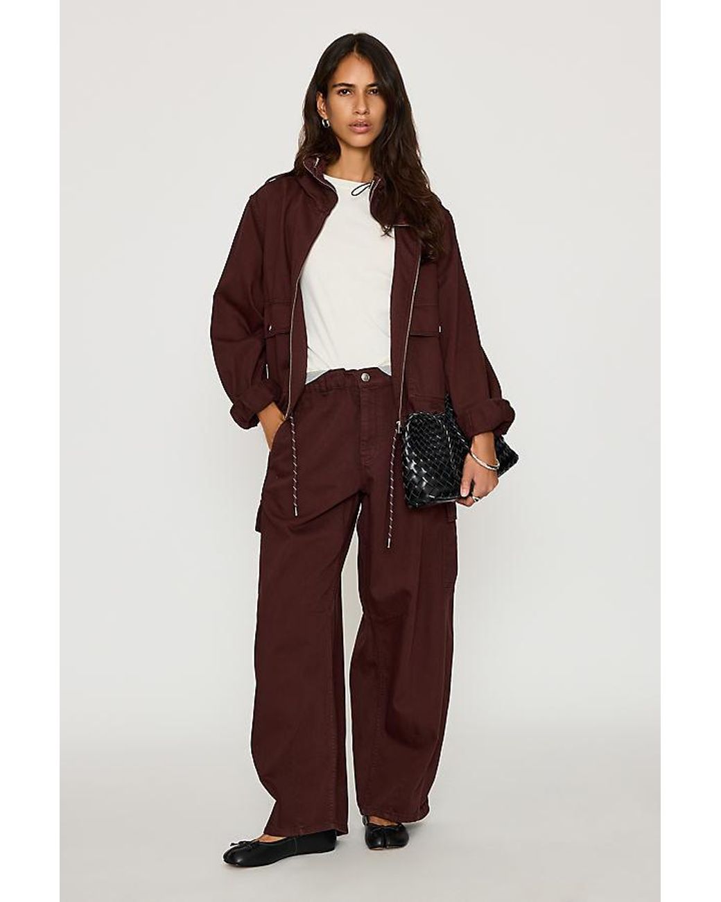 By Anthropologie Purple Frankie Barrel Leg Cargo Trousers