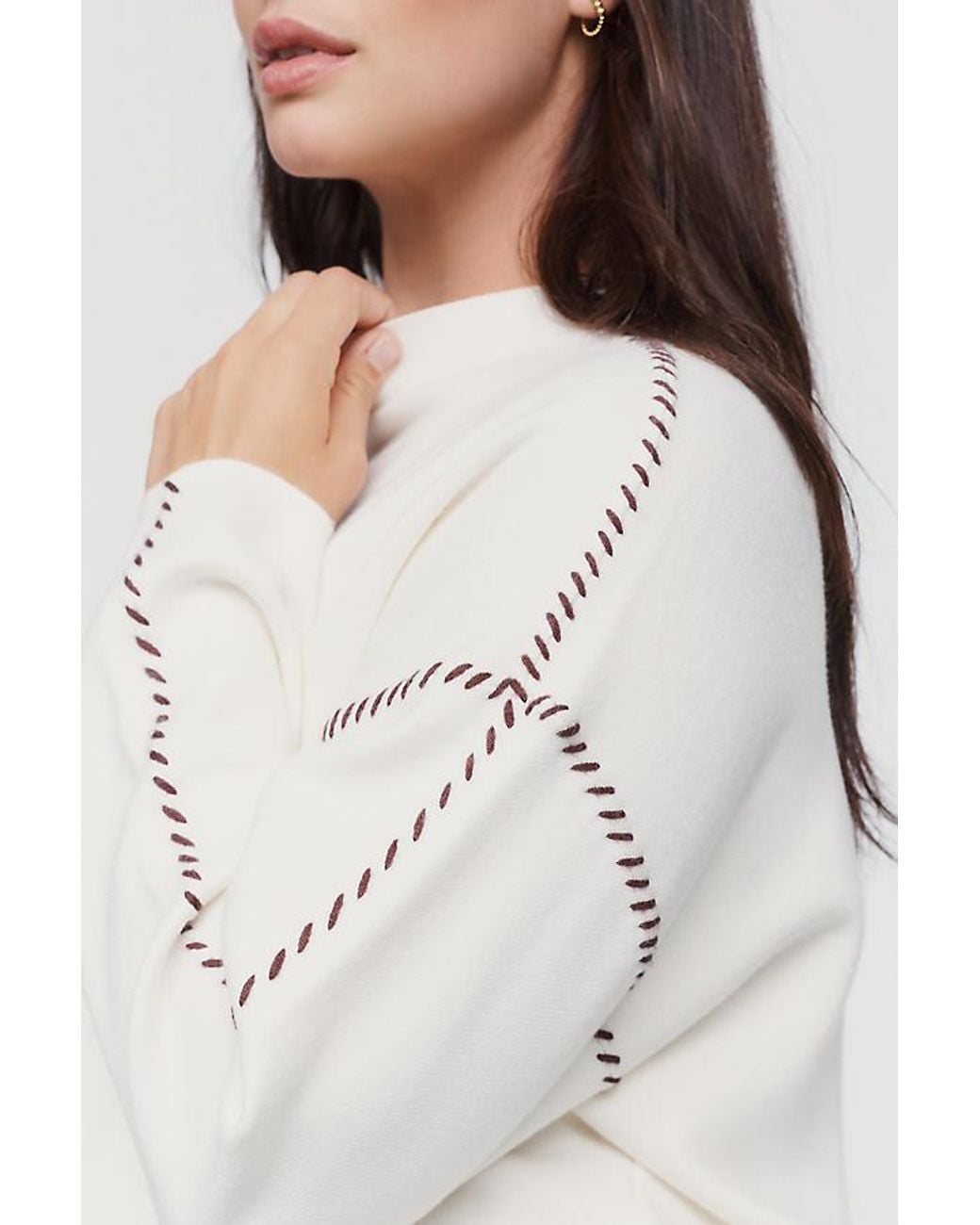 Maeve White Carys Mock-Neck Jumper