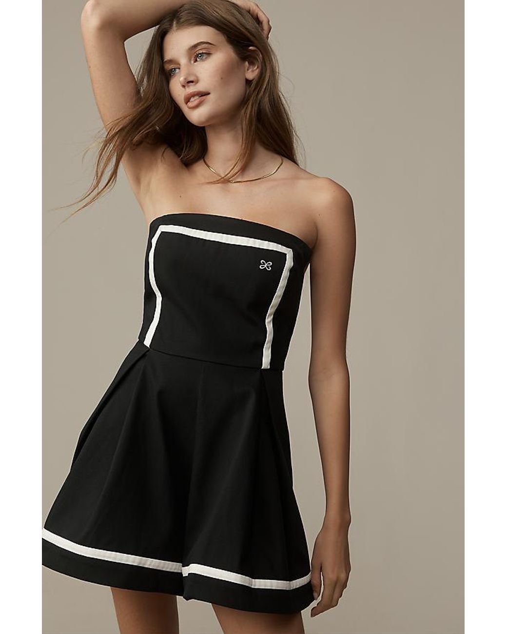 Maeve Black Strapless Cotton Playsuit