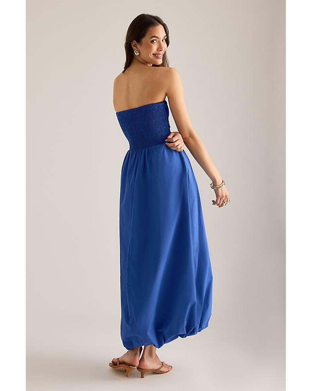 Faithfull The Brand Blue Lunaire Bandeau Bubble Midi Dress