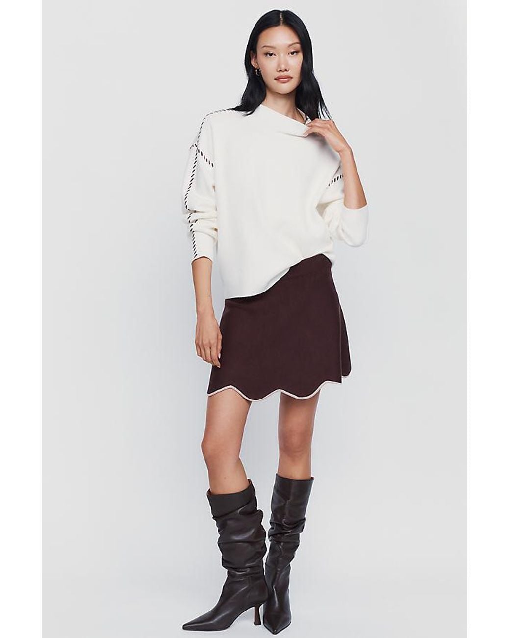 Maeve White Carys Mock-Neck Jumper