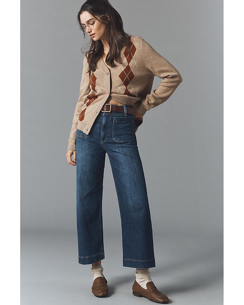 Maeve Blue The Colette Crop Wide-Leg Jeans By