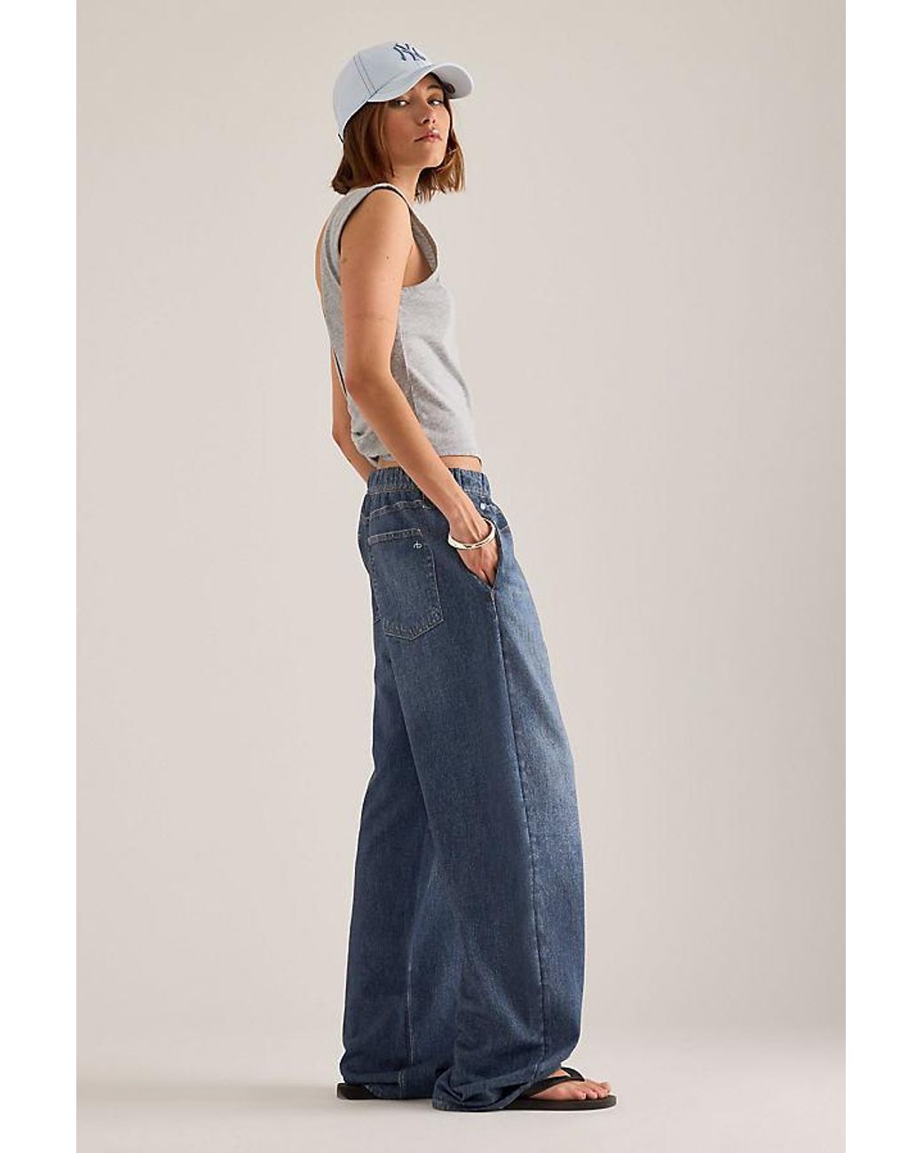 Rag & Bone Blue Miramar Terry Wide-Leg Jeans