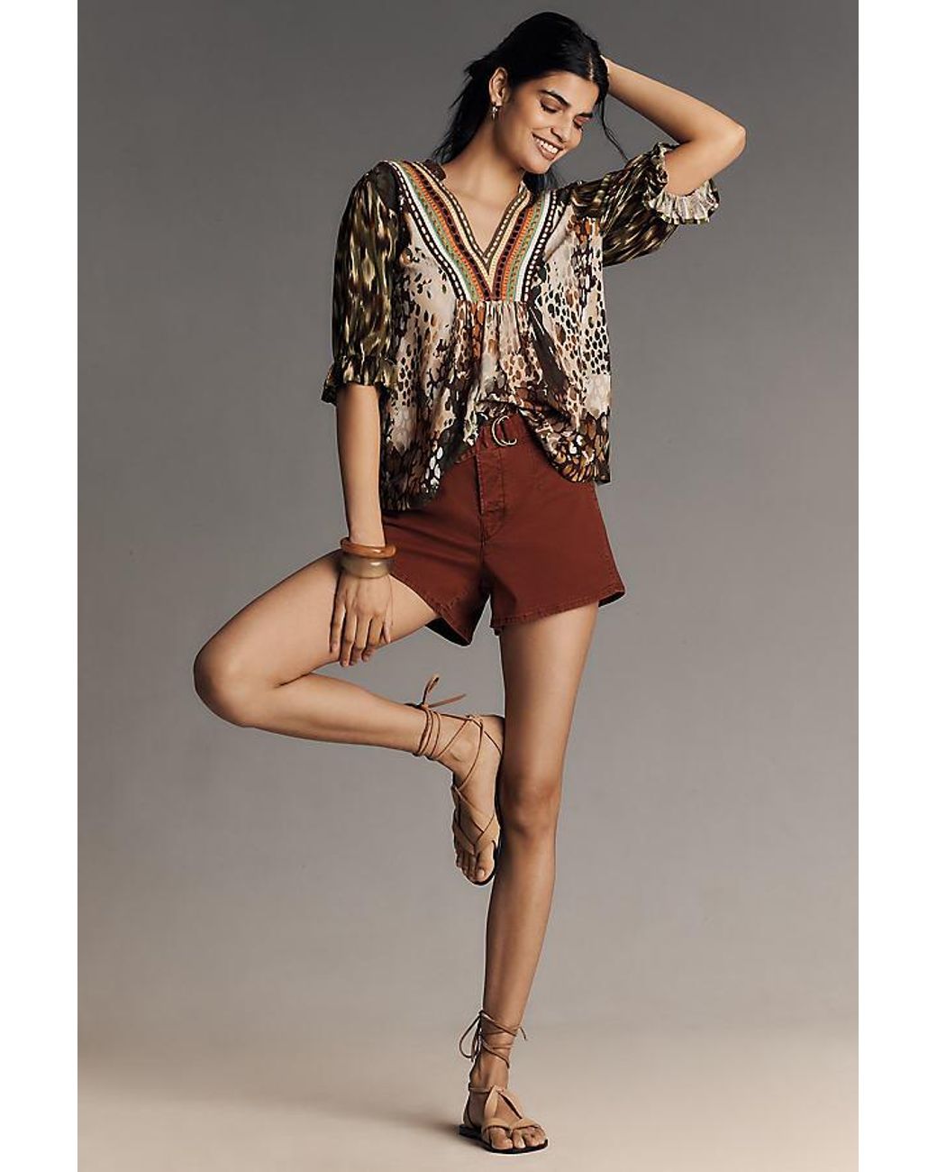 Bl-nk Stephanie Top in Brown | Lyst UK