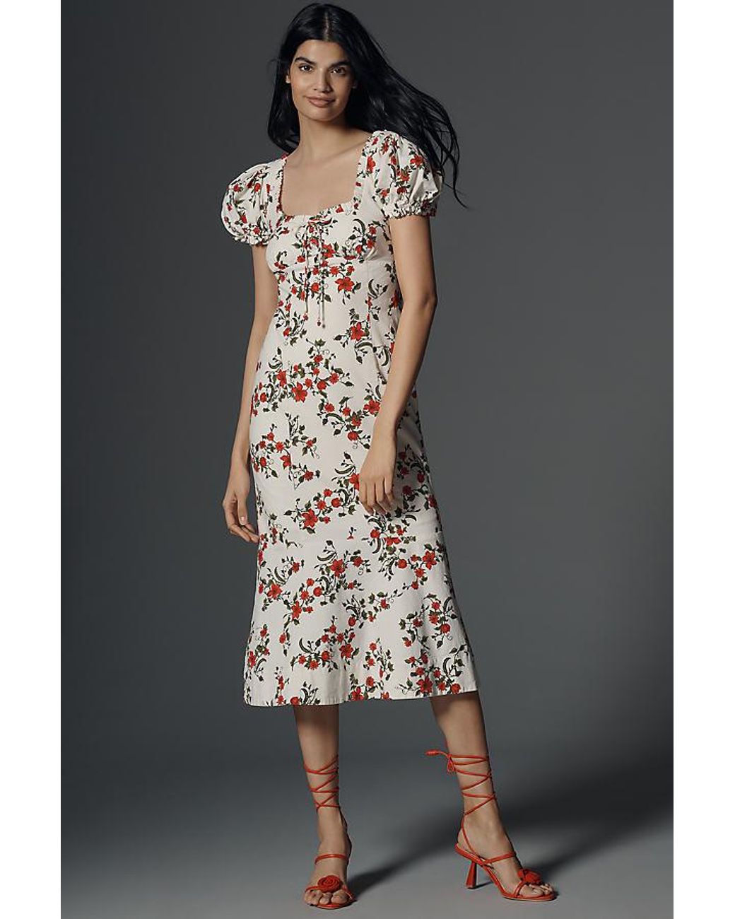 Anthropologie ★ Maeve Linen Blend Sweetheart Midi Dress Maeve Linen Blend Puff-Sleeve Sweetheart Midi Dress | AnthroHome