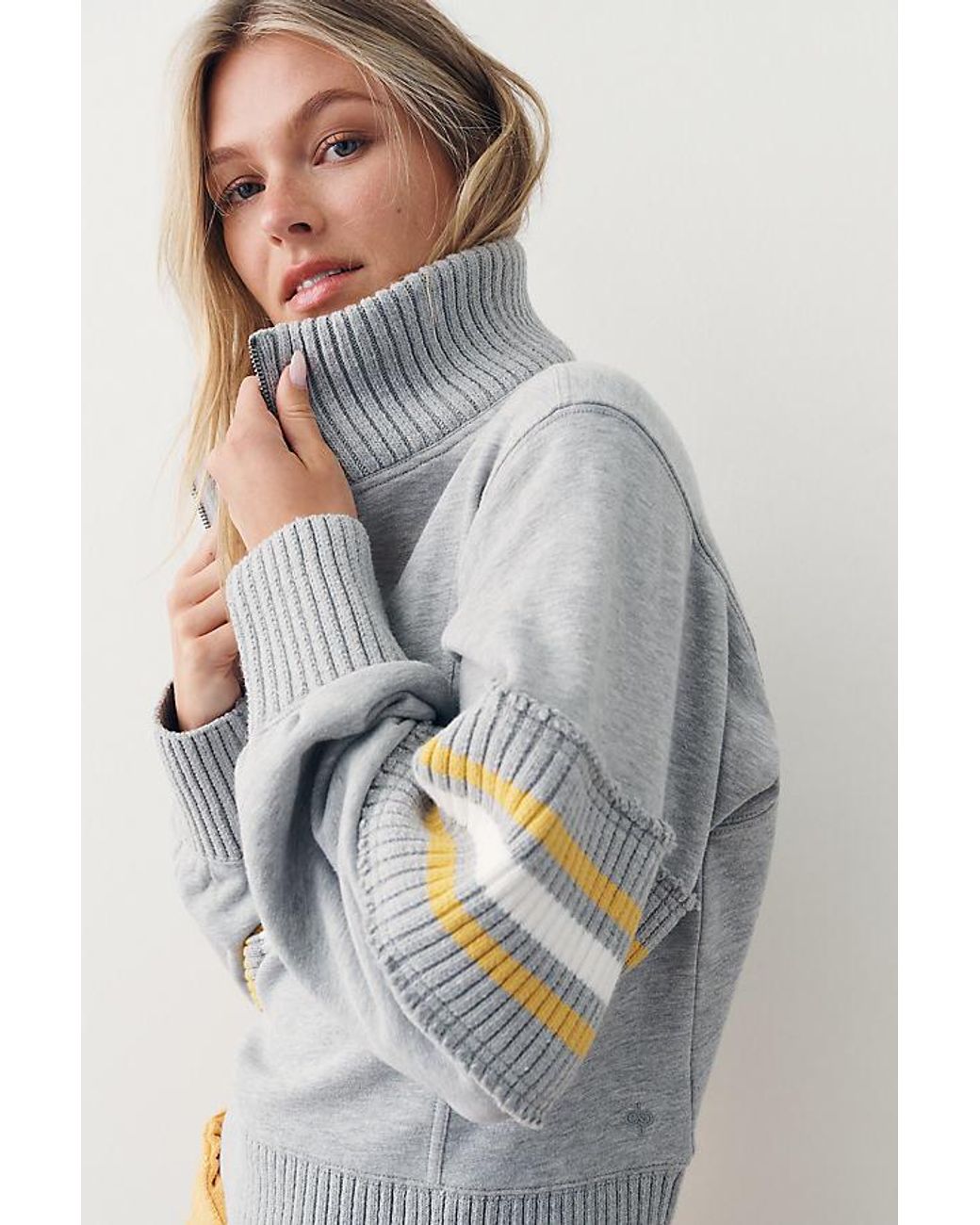 Daily Practice Gray Striped Half-Zip Jumper