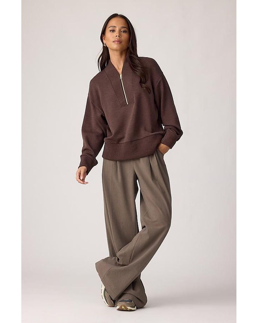 Varley Brown Sally Half-Zip Sweatshirt