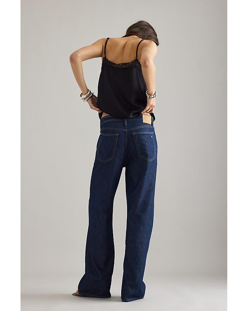Rag & Bone Blue Logan Mid-Rise Wide-Leg Jeans