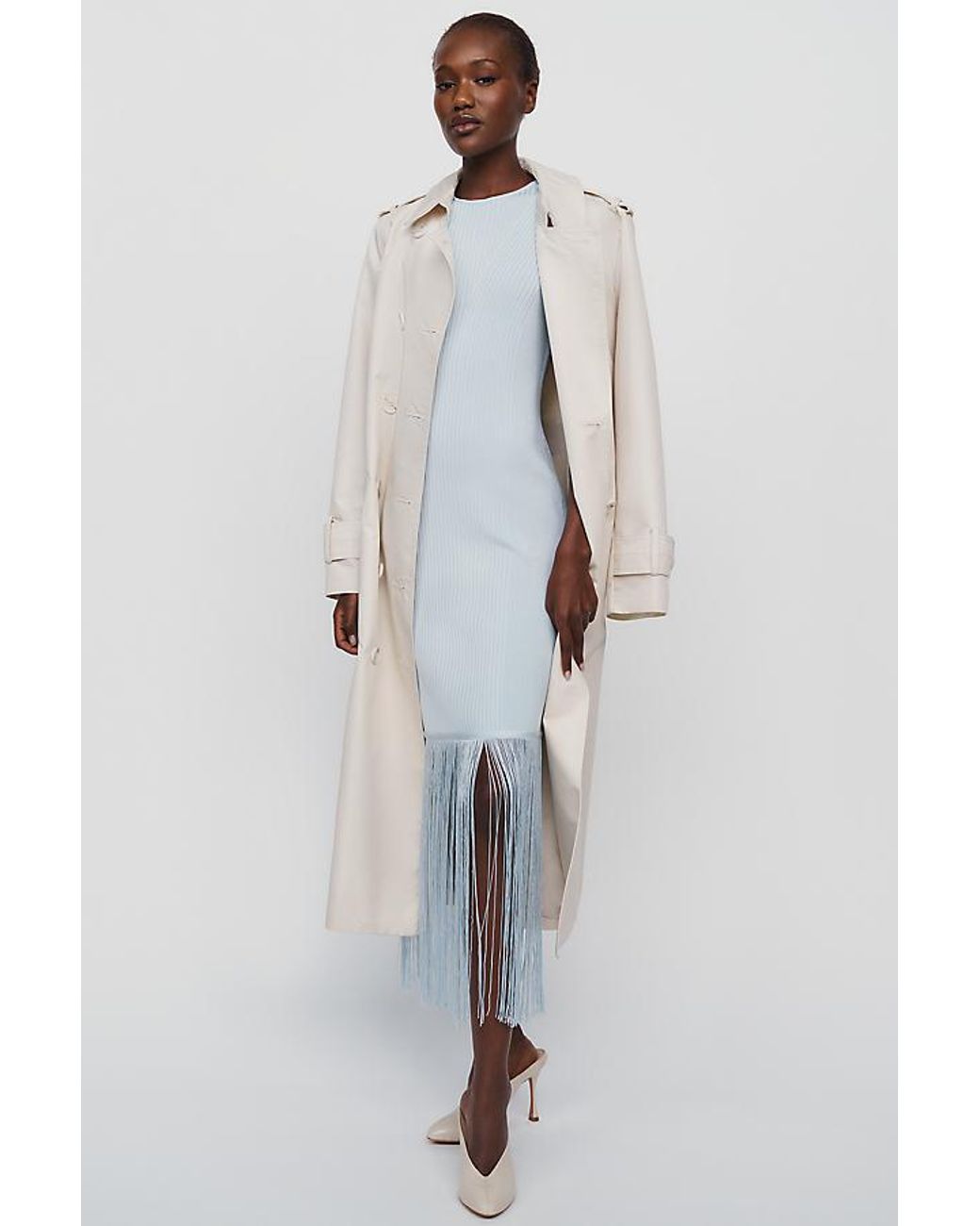 Siempre Blue Fringe Knitted Midi Dress