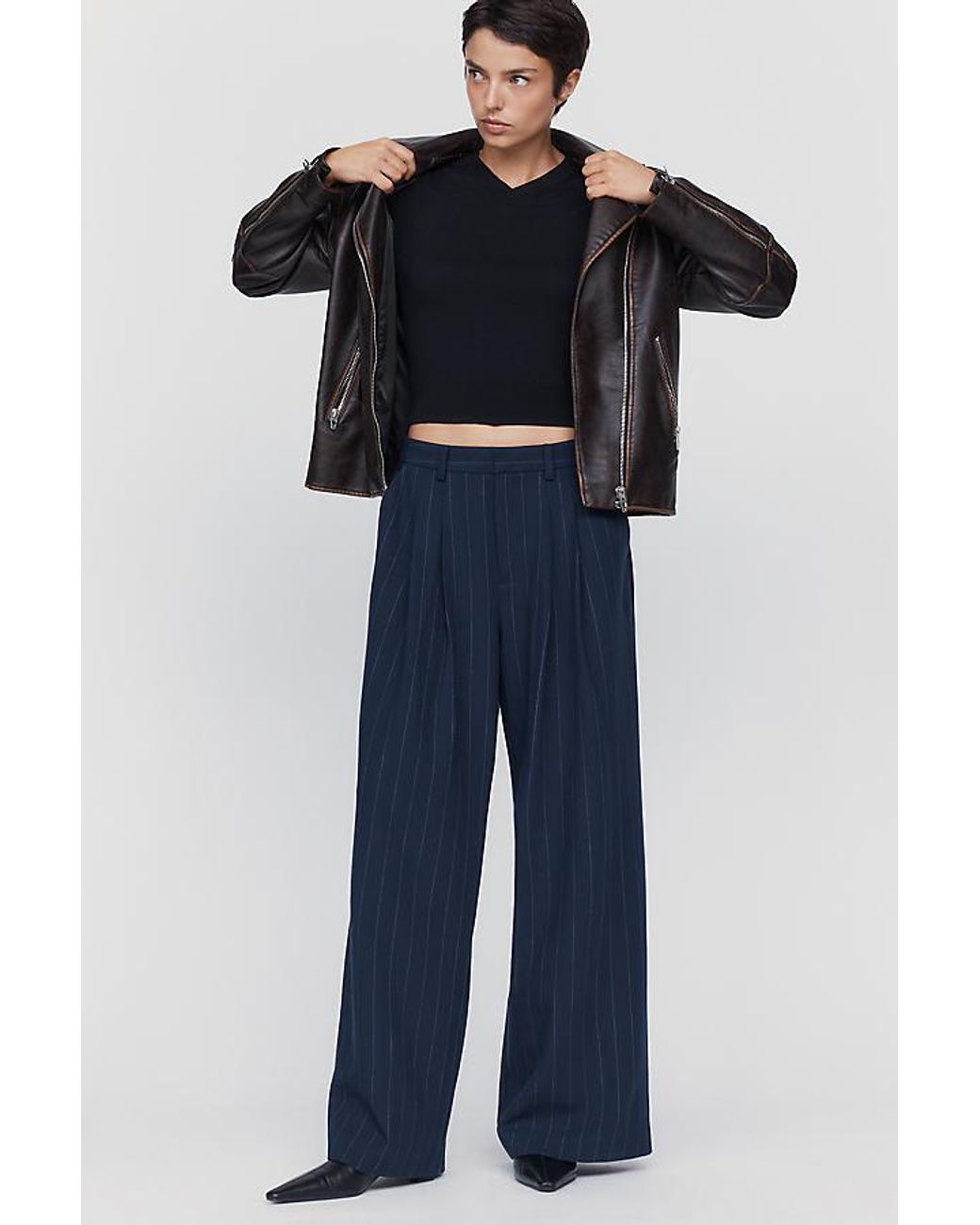 Maeve Blue Avery Pinstripe Tailored Trousers